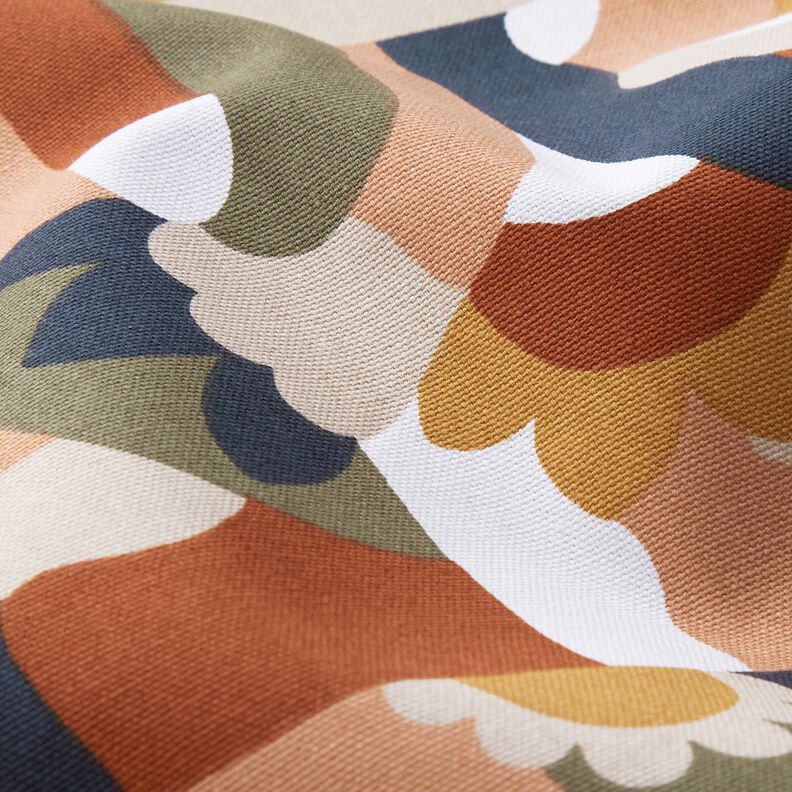 Tecido para decoração Meio linho Panamá Flores retro abstratas – branco/cobre,  image number 2