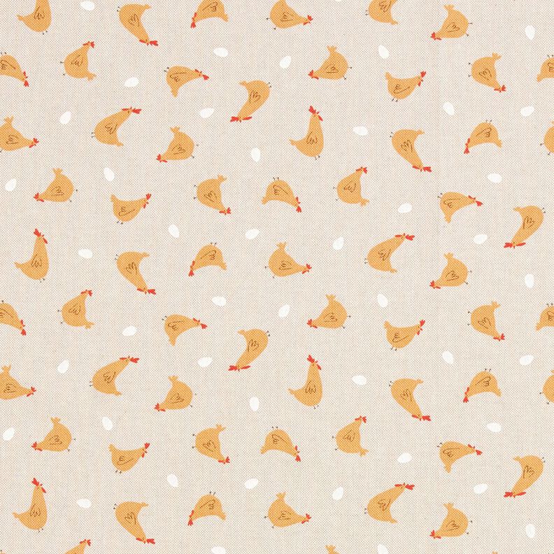 Tecido para decoração Meio linho Panamá Galinhas pequenas – natural/amarelo-caril,  image number 1