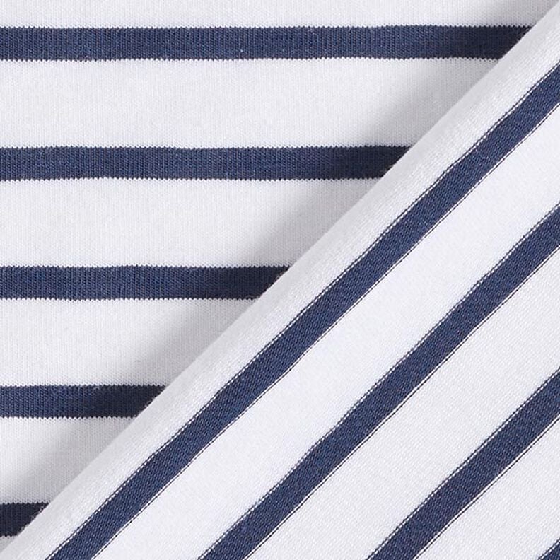 Jersey de algodão Riscas estreitas e largas – branco/azul-marinho,  image number 4