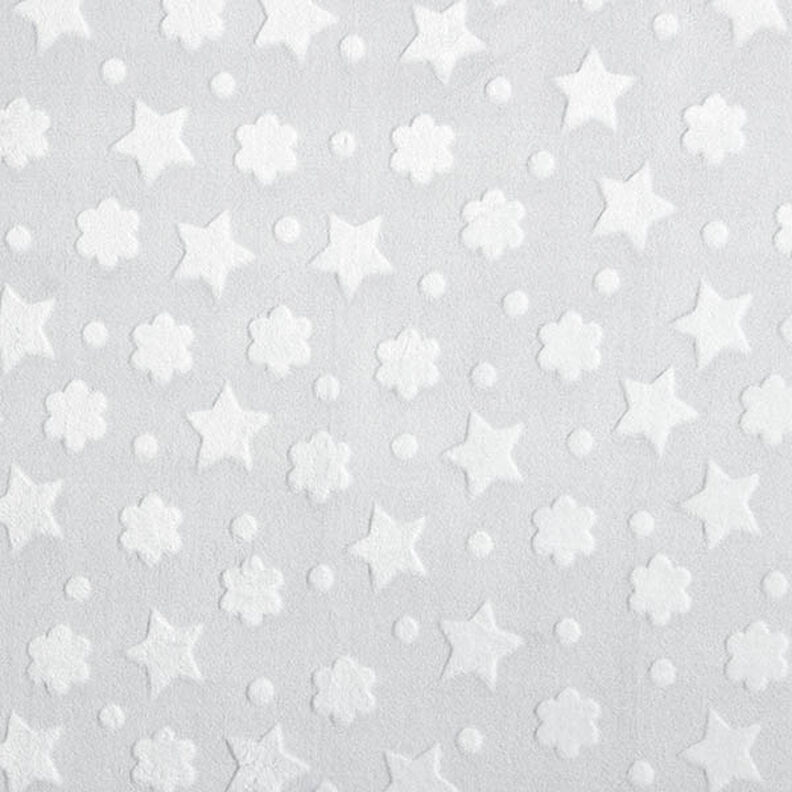 Tecido polar fofinho Estrelas e flores – cinzento claro,  image number 1