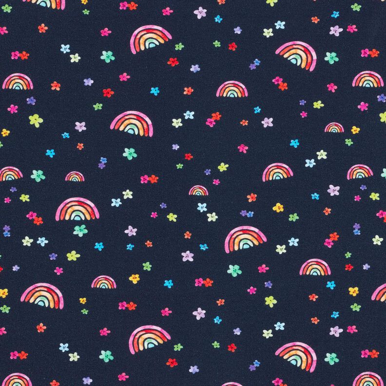 Jersey de algodão Flores coloridas e arco-íris Impressão Digital – azul-noite/mistura de cores,  image number 1