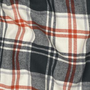 Flanela de algodão Xadrez com padrão espinha de peixe – preto azulado/creme, 