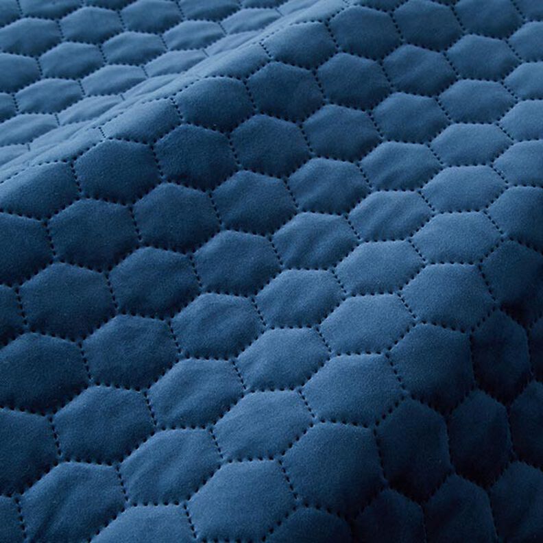 Tecido para estofos Veludo acolchoado Favos de mel – azul-marinho,  image number 2