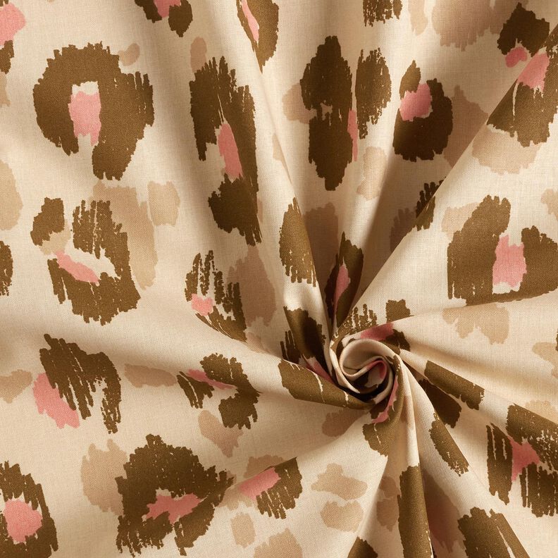 Popelina de algod&atilde;o Padr&atilde;o Leo &ndash; am&ecirc;ndoa/rosa emba&ccedil;ado,  image number 3