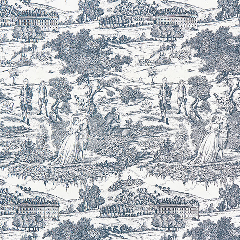 Tecido para decoração Meio linho Panamá Toile de Jour – azul-marinho/branco sujo,  image number 1