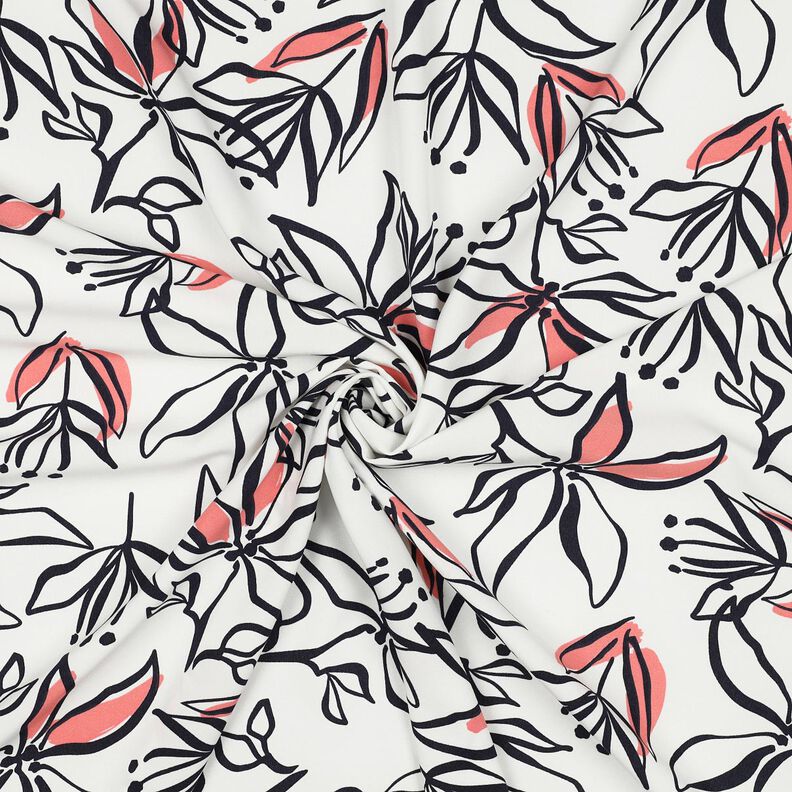 Tecido Stretch leve Lírios abstratos – branco/lagosta,  image number 3