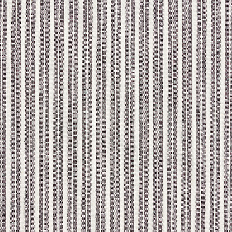 Mistura de linho e algodão Riscas largas – preto/branco sujo,  image number 1