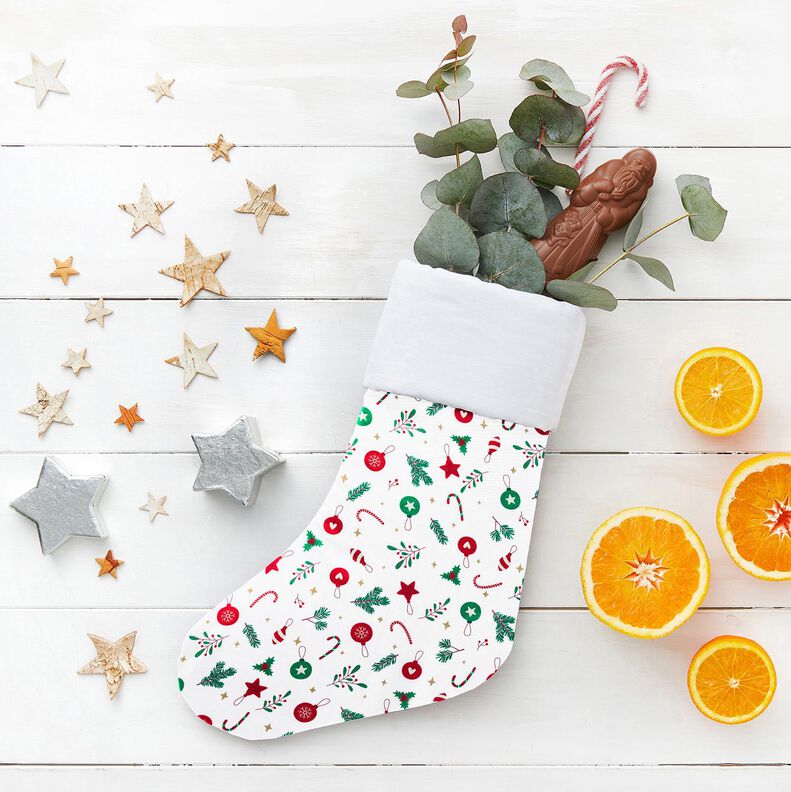 Tecido de algodão Cretone Decoração de Natal – branco/verde,  image number 5