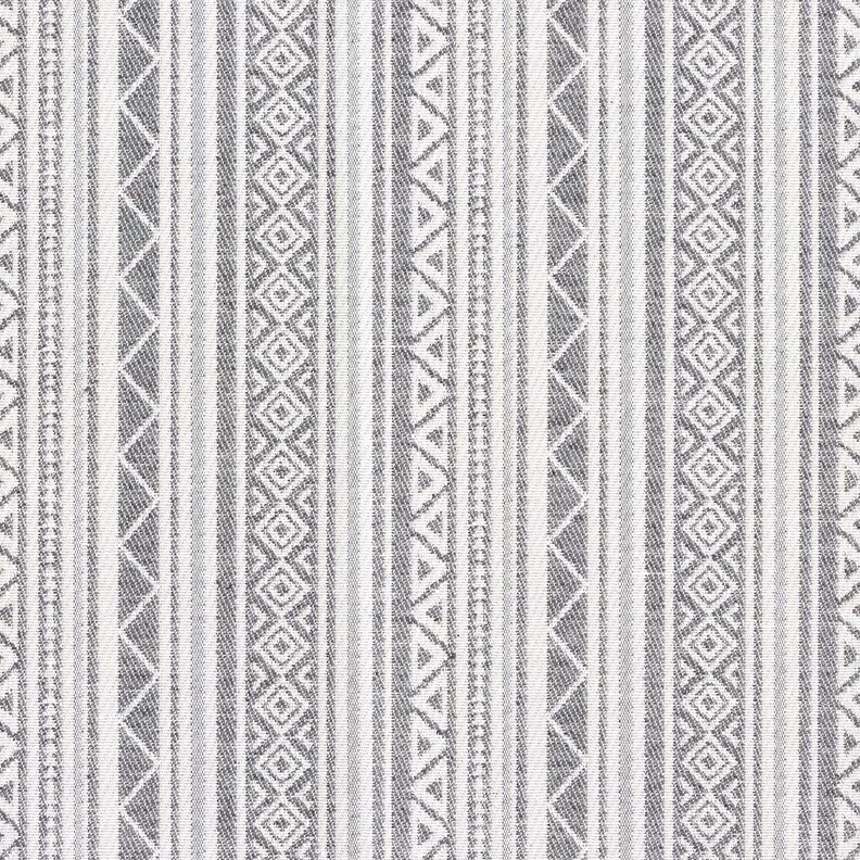 Tecido para decora&ccedil;&atilde;o Jacquard Riscas &eacute;tnicas &ndash; cinzento/branco sujo,  image number 1