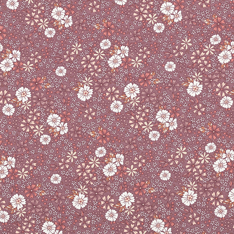 Jersey de algodão Prado de flores – rosa-velho escuro,  image number 1