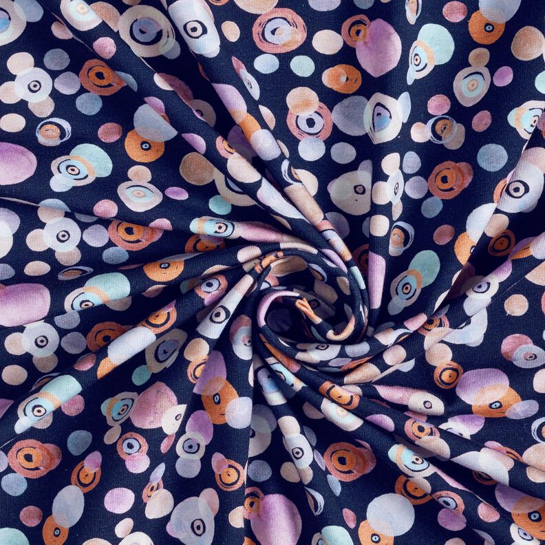 Jersey de algodão Círculos coloridos em aguarela – azul-noite,  image number 3