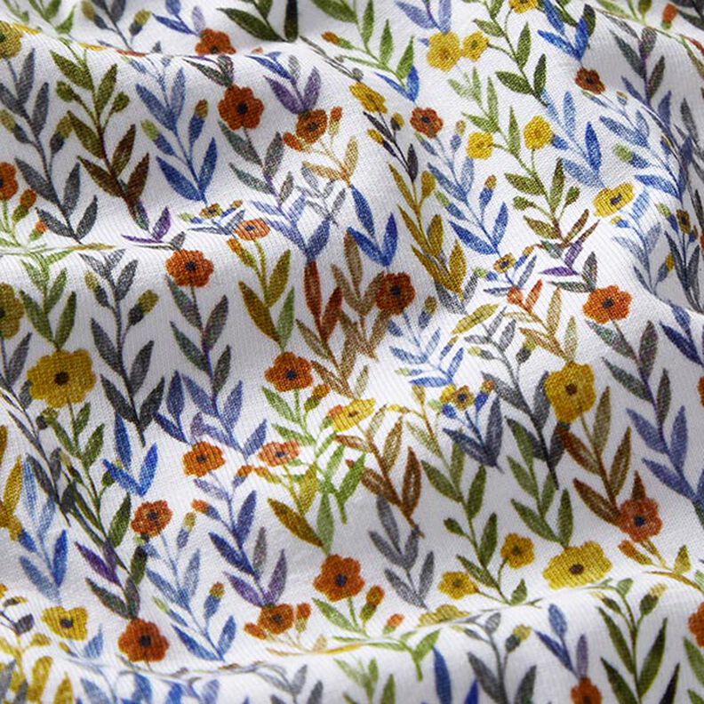 Jersey de algodão orgânico Prado de flores Impressão Digital – branco sujo,  image number 2