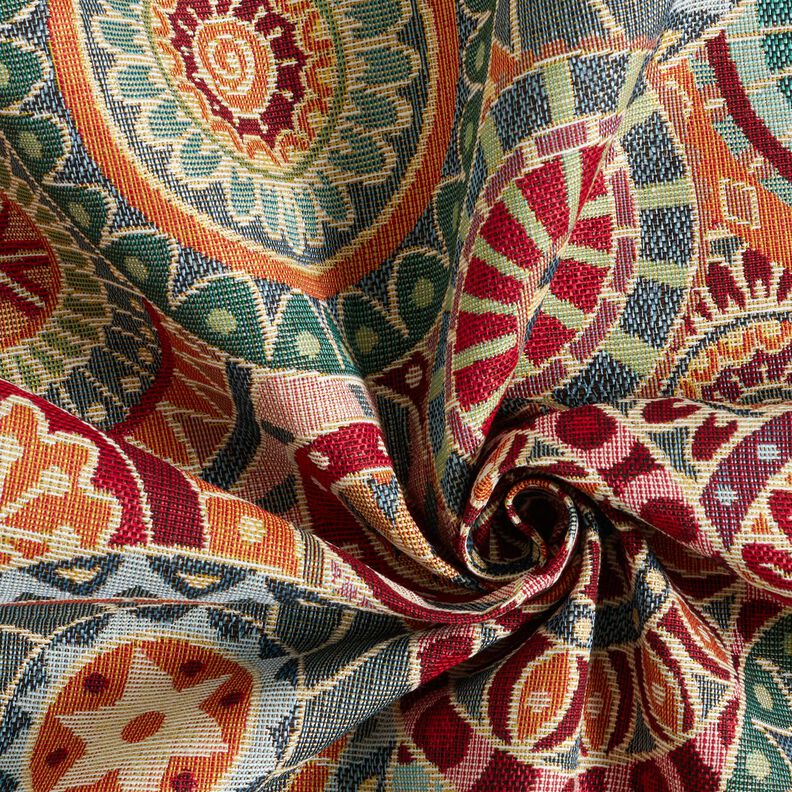 Tecido para decoração Gobelina Círculos coloridos – carmin/bege claro,  image number 3