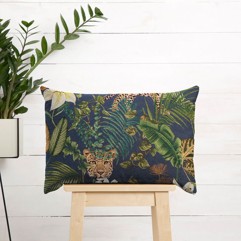 Tecido para decoração Gobelina Leopardos na selva – azul/verde,  image number 7