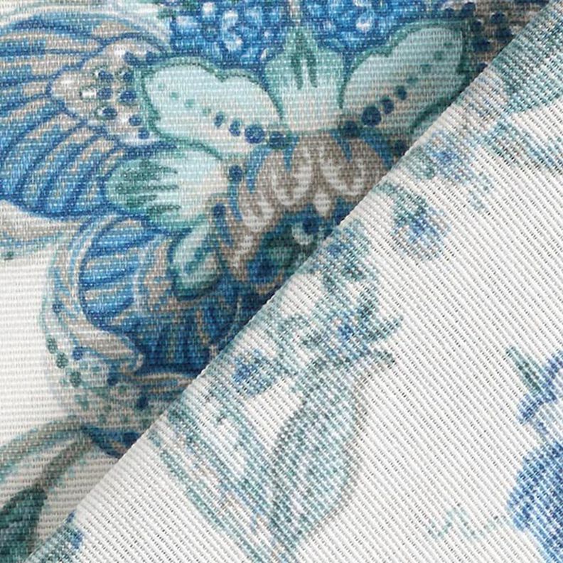 Tecido para decoração Lona Ornamentos florais orientais 280 cm – branco/azul,  image number 4