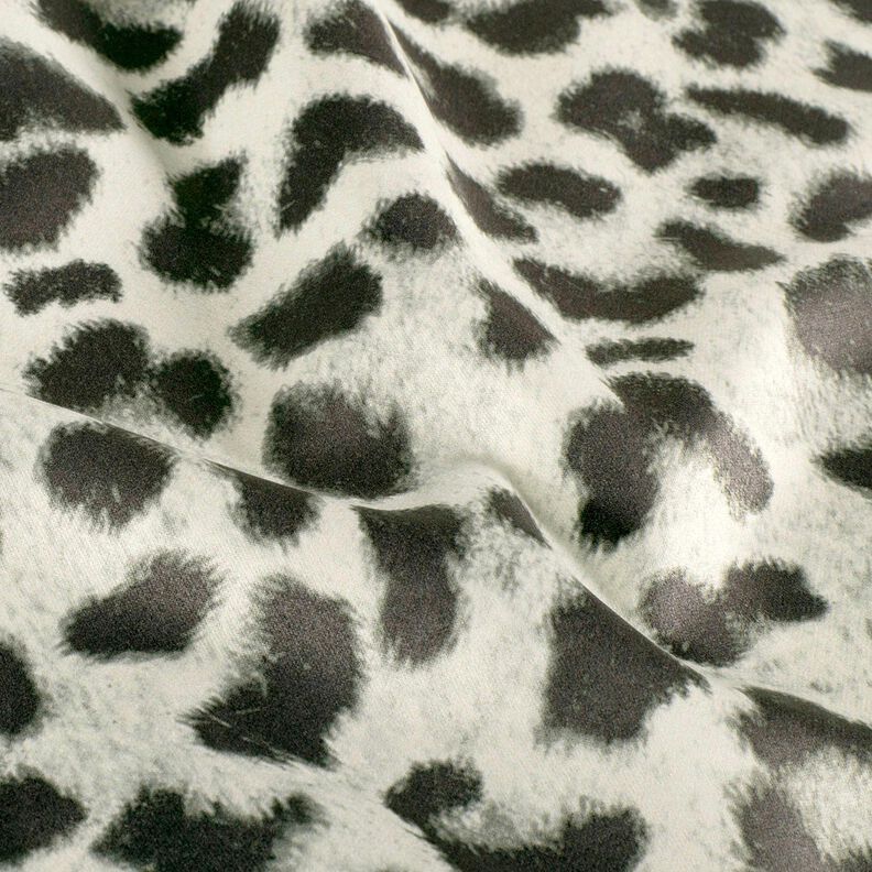 Tecido aveludado elástico Leopardo-das-neves – marfim/preto,  image number 2