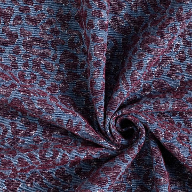 Tecido para calças Imitação ganga Estampado Leo – beringela/azul ganga,  image number 3