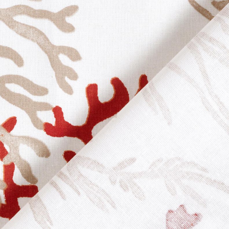 Tecido de algodão Cretone Grandes corais – branco/laranja-pêssego,  image number 4