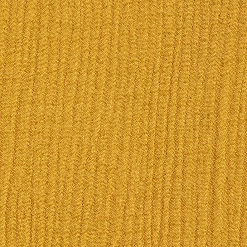GOTS Musselina de algodão de três camadas – amarelo-caril,  image number 4