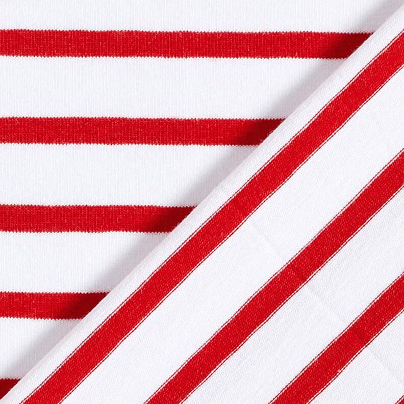 Jersey de algodão Riscas estreitas e largas – branco/vermelho,  image number 4