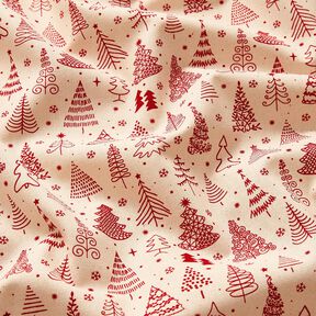 Tecido de algodão Cretone Pinheirinhos engraçados – natural/carmin, 