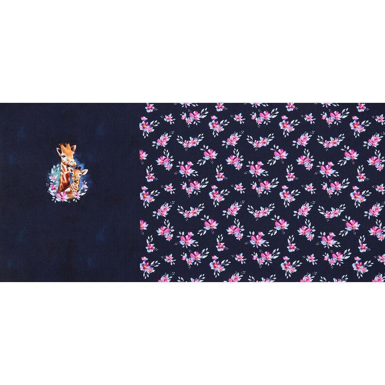 French Terry Sweat de verão Família de girafas Barra | Glitzerpüppi – azul-noite,  image number 5