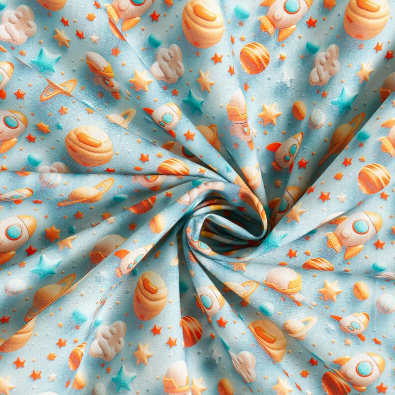 Popelina de algodão Espaço Impressão Digital – azul claro,  image number 3