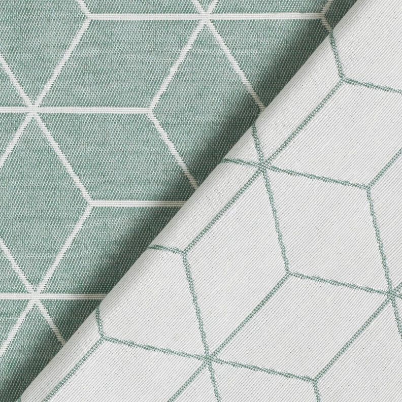 Tecido para decoração Jacquard Cubos modernos – verde amarelado/marfim,  image number 4