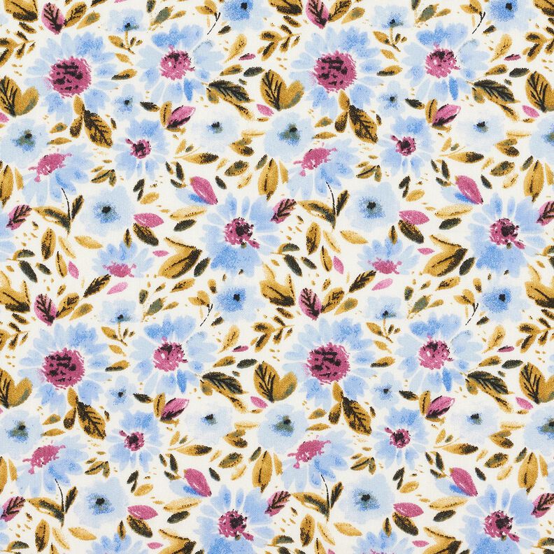 Popelina de algodão Mar de flores – azul claro/branco,  image number 1