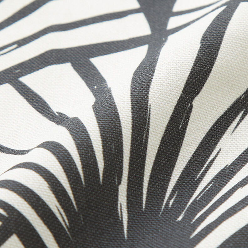 Tecido para decoração Meio linho Panamá Leques abstratos – marfim/preto,  image number 2