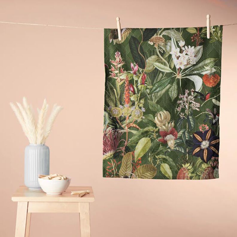 Tecido para decoração Meio linho Panamá Exótico – verde escuro,  image number 6