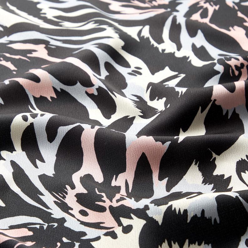 Pétalas abstratas em crepe acetinado – preto/prateado,  image number 2