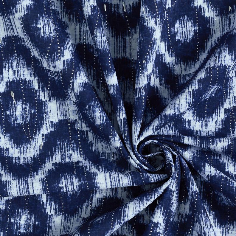 Popelina de algod&atilde;o Losangos e gotas brilhantes &ndash; &iacute;ndigo/branco,  image number 3