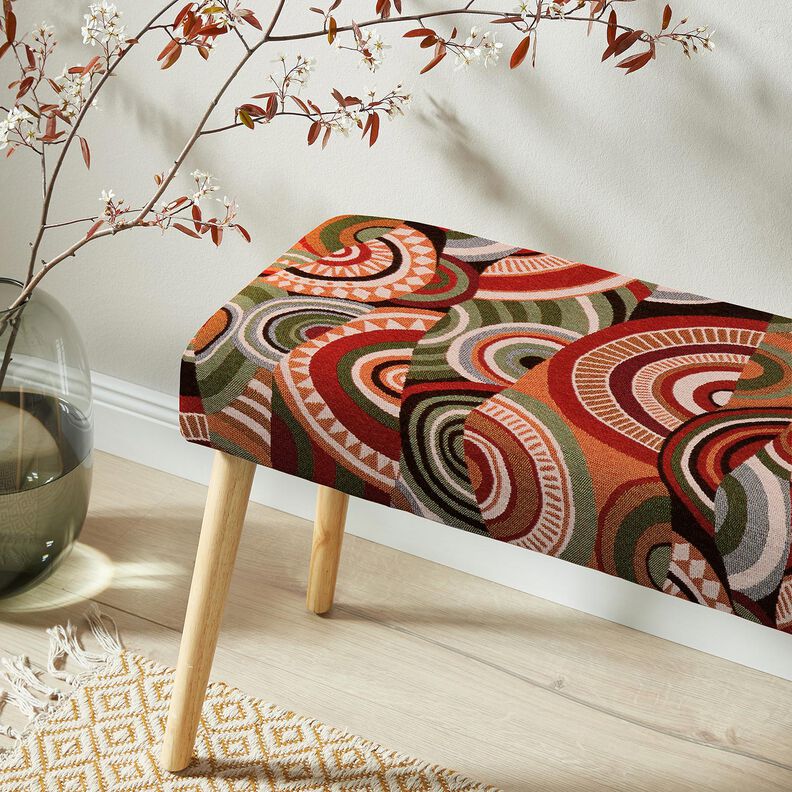 Tecido para decoração Gobelina Semicírculos abstratos – terracota/verde,  image number 6