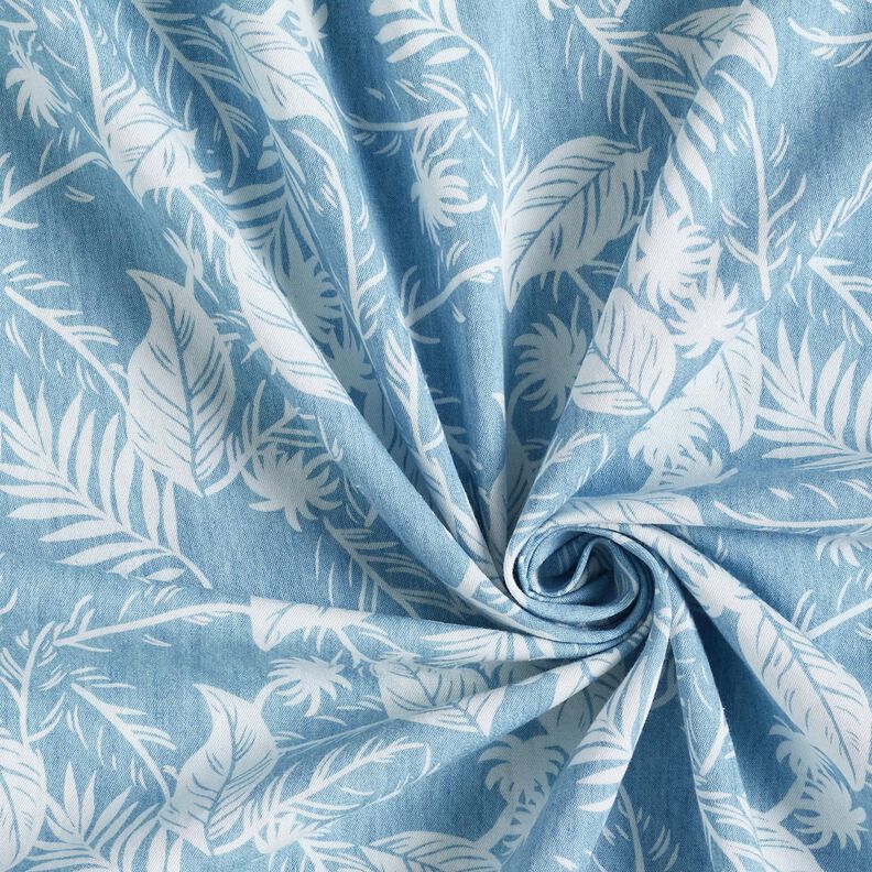 Chambray de algodão Palmeiras – azul claro/marfim,  image number 3