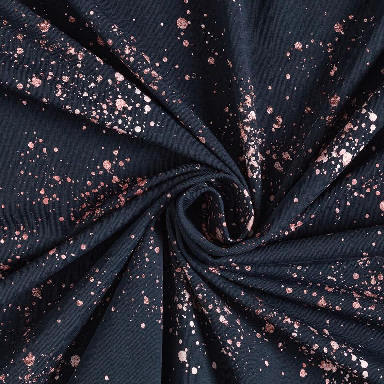 Jersey de algodão Salpicos dourados | Glitzerpüppi – preto azulado/rosa-velho escuro,  image number 3