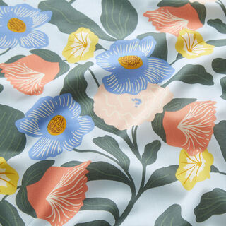 Voile de algodão Flores exuberantes | Nerida Hansen – azul bebé, 