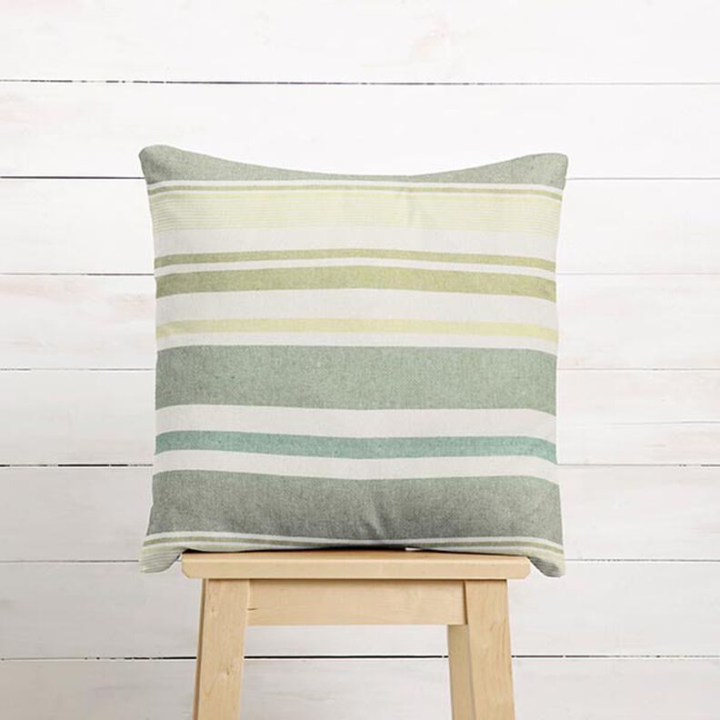 Tecido para decoração Meio linho Panamá Mistura de riscas reciclado – verde,  image number 5