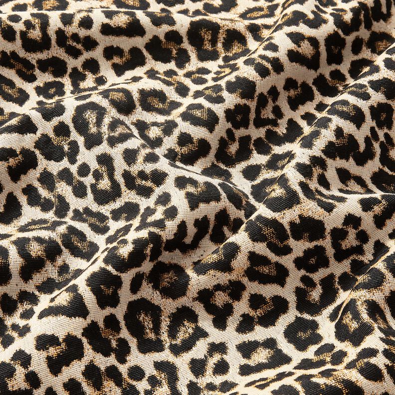 Tecido para decoração Jacquard Estampa de leopardo em rede – bege claro/preto,  image number 2