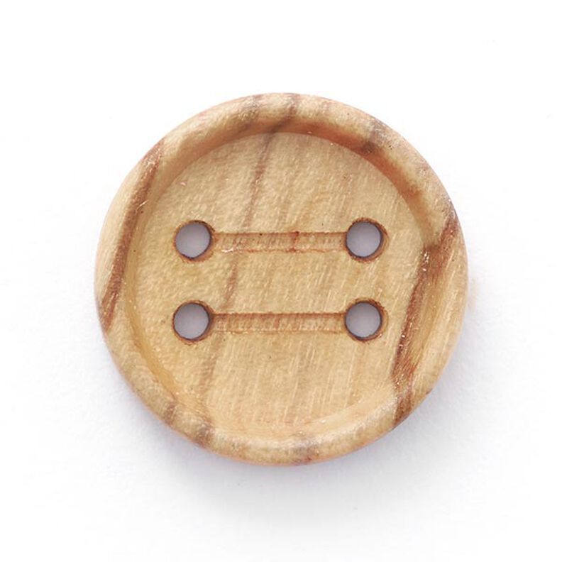 Botão de madeira 4 furos  – natural,  image number 1