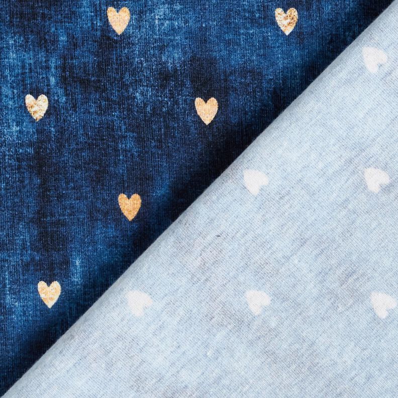 Jersey de algodão Corações dourados | Glitzerpüppi – índigo,  image number 4