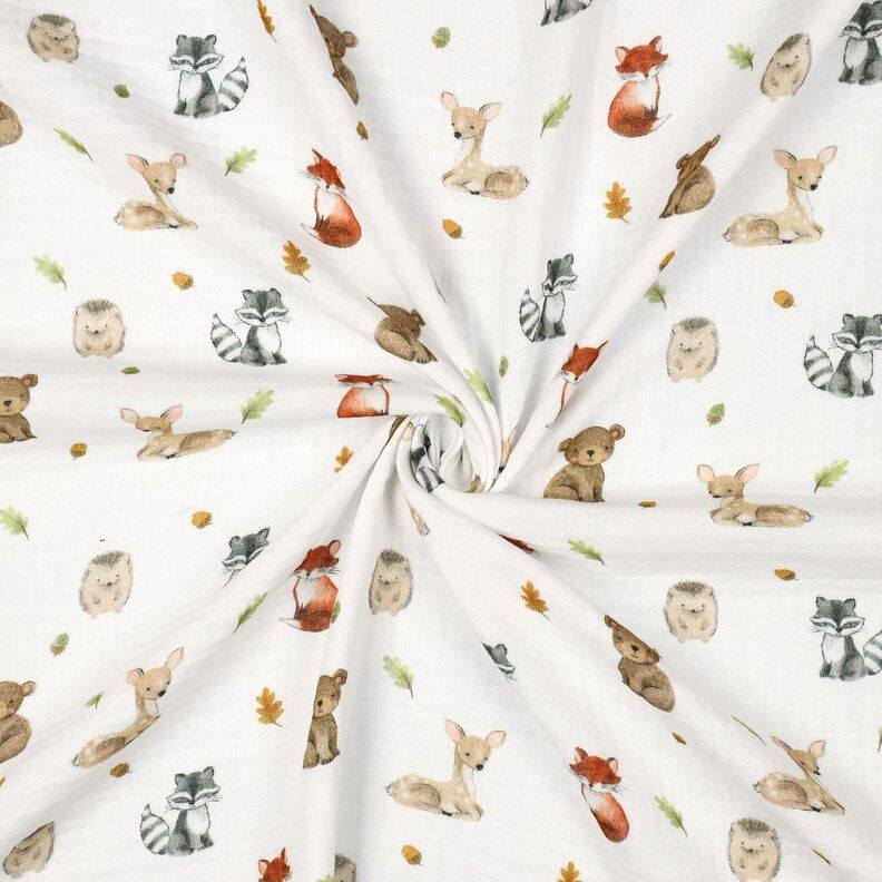 Musselina/ Tecido plissado duplo Animais da floresta Impressão Digital | Poppy Fabrics –,  image number 3