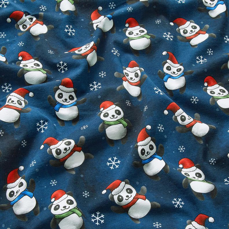 Jersey de algodão Panda em espírito natalino | Glitzerpüppi – azul-noite/cor de malagueta,  image number 2