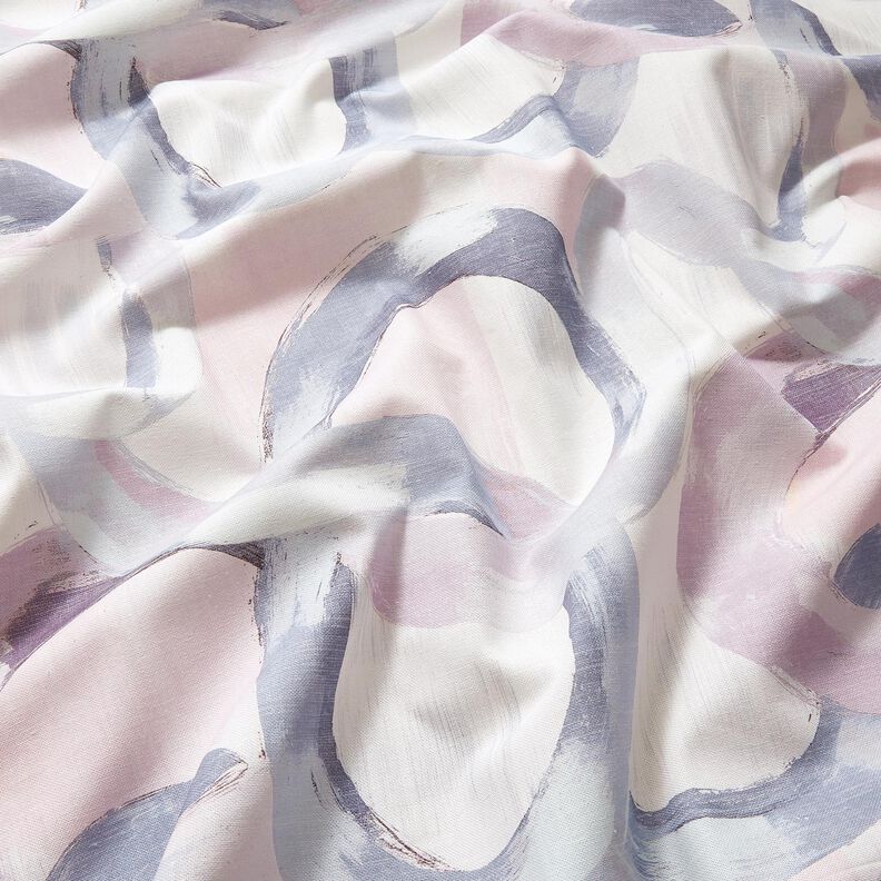 Tecido para decora&ccedil;&atilde;o Meio linho Panam&aacute; An&eacute;is abstratos &ndash; vermelho violeta p&aacute;lido/azul,  image number 2