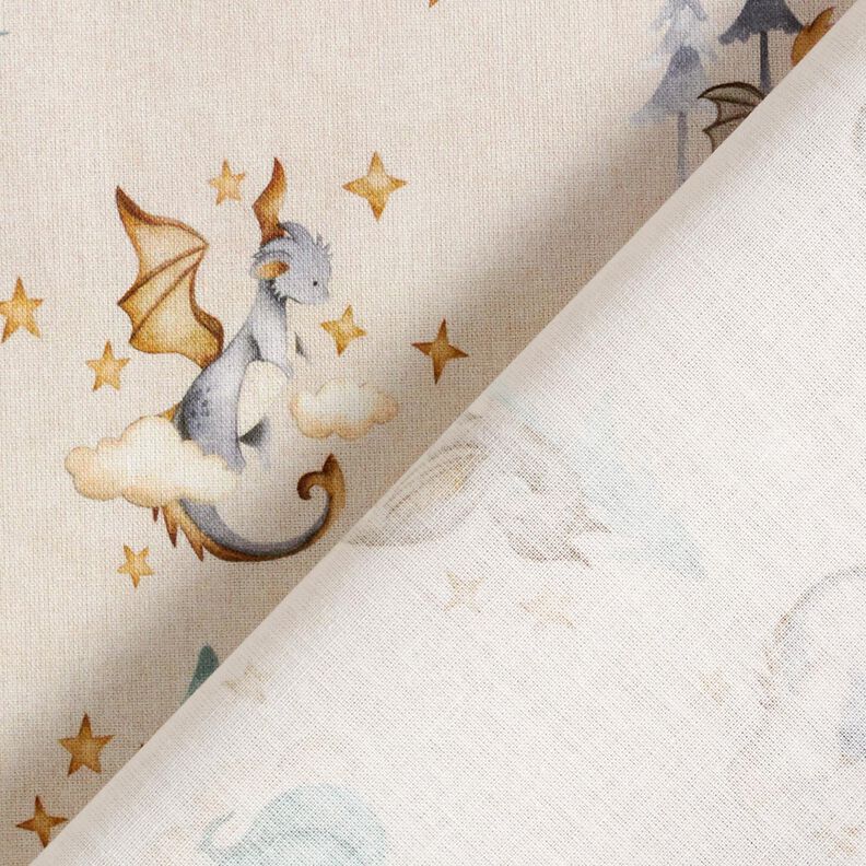 Popelina de algodão Pequenos dragões Impressão Digital – natural,  image number 4