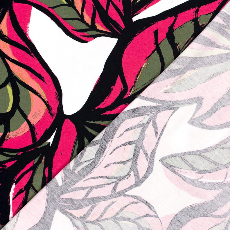 Jersey de viscose Folhas grandes – rosa intenso/azul-noite,  image number 4