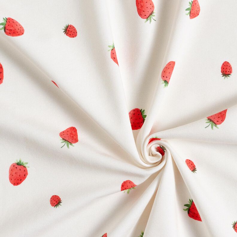 GOTS Jersey de algod&atilde;o Aguarela Morangos Impress&atilde;o Digital &ndash; marfim,  image number 3