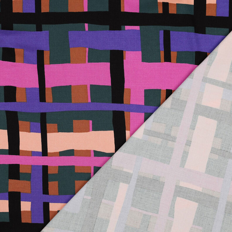 Tecido de viscose stretch Line Layers | Nerida Hansen – verde escuro/roxo,  image number 4