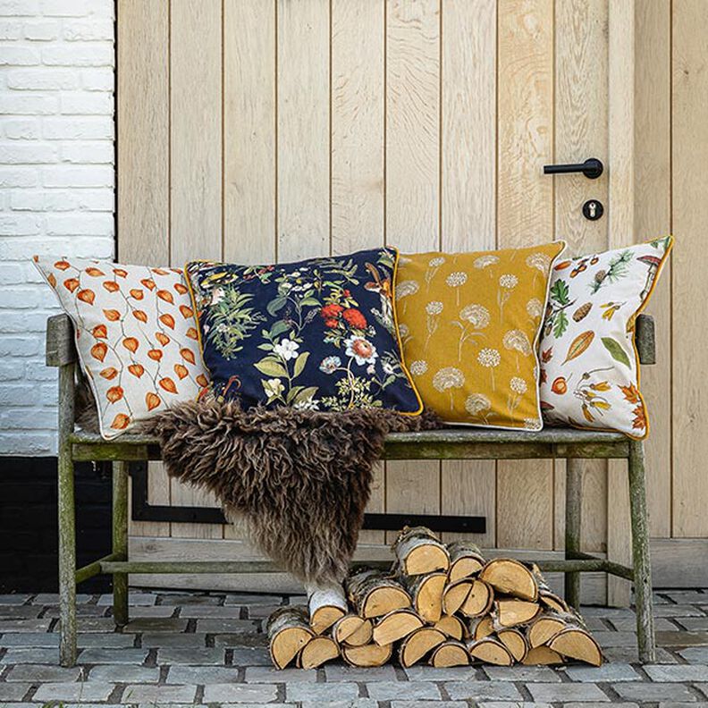 Tecido para decoração Meio linho Panamá Dente-de-leão – natural/amarelo-caril,  image number 6