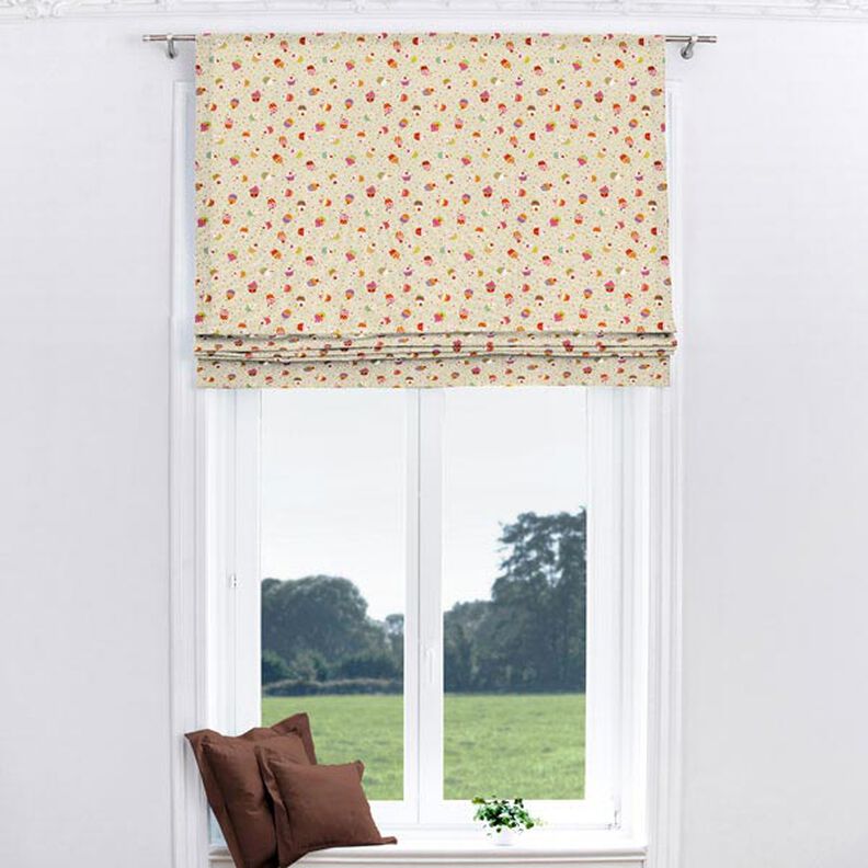 Tecido para decoração Meio linho Panamá Muffins coloridos – natural,  image number 4